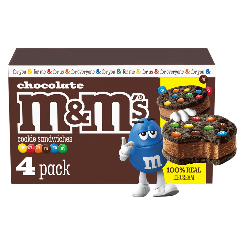 M&M'S Chocolate Ice Cream Cookie Sandwiches, 4 Pack – BevMo
