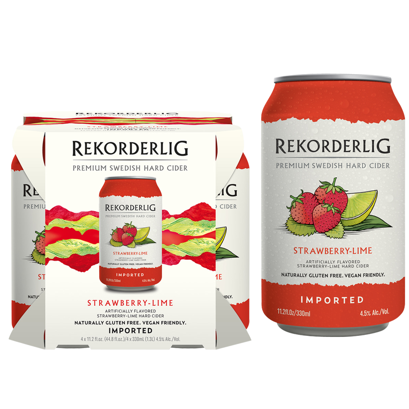 Rekorderlig Strawberry Lime Cider 4pk 11.2oz Can 4.5% ABV – BevMo