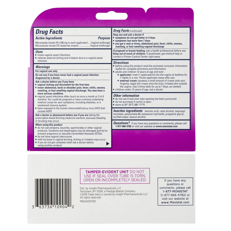 Monistat 7-Day Cure & Itch Yeast Infection Treatment