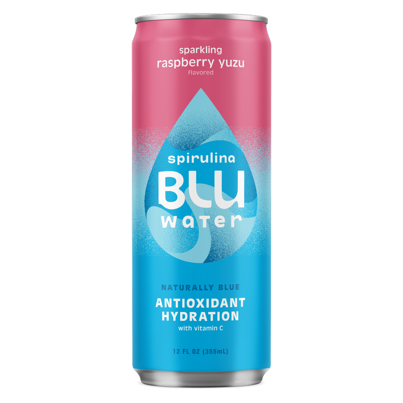 BLUwater Raspberry Yuzu Sparkling Spirulina Beverage 12oz Can BLUwater Raspberry Yuzu Sparkling Spirulina Beverage 12oz Can
