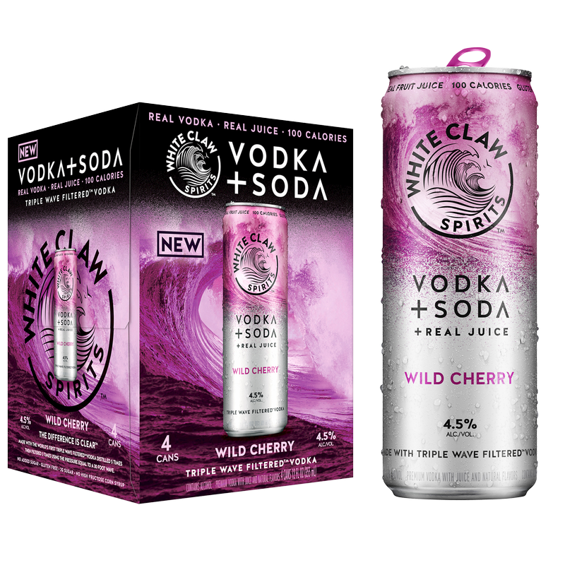 White Claw Vodka + Soda Wild Cherry 4pk 12oz Can 4.5% ABV – BevMo