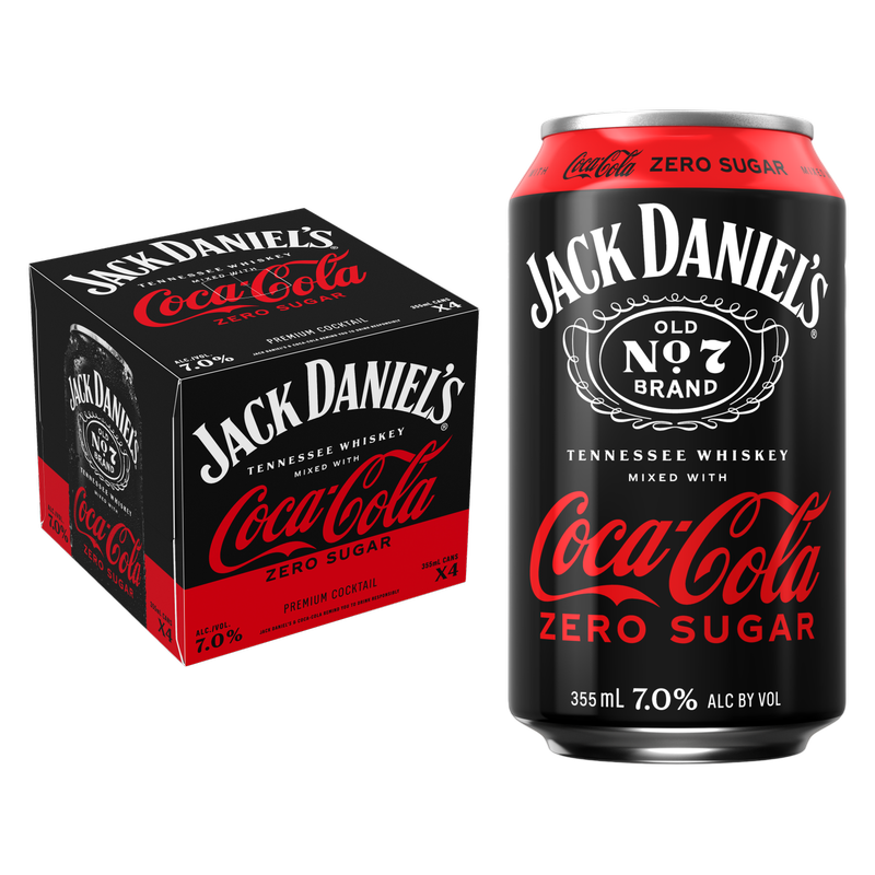 Jack Daniel's & Coke Zero 4pk 355ml Can 7% ABV – BevMo! Washington