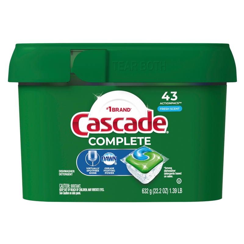 Cascade Complete Pods ActionPacs Dishwasher Detergent Fresh 43ct