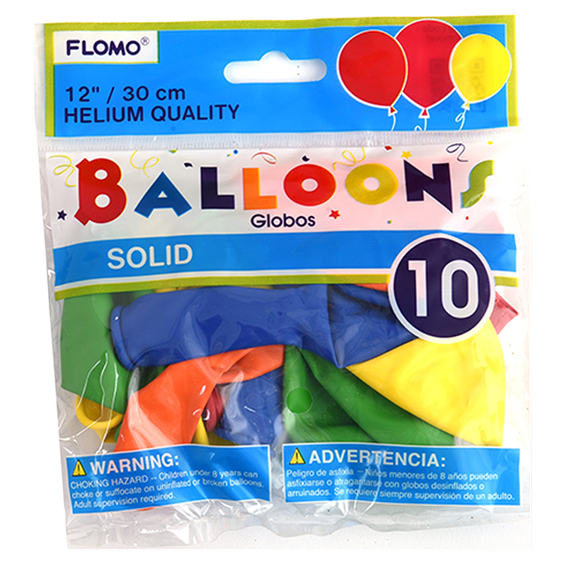 FLOMO Assorted Color Balloons 12" 10pk