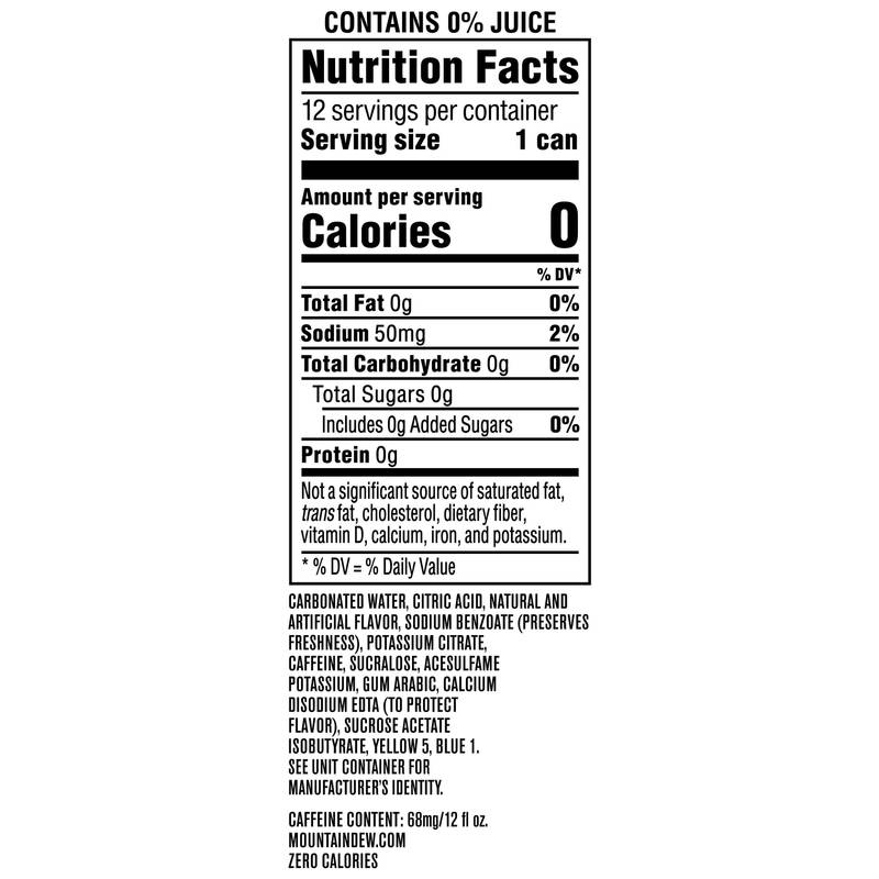Mountain Dew Zero Sugar Baja Blast 12pk 12oz Can