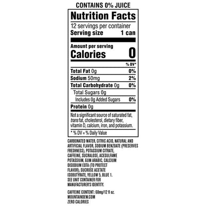 Mountain Dew Zero Sugar Baja Blast 12pk 12oz Can