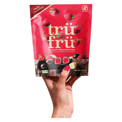 Tru Fru Strawberries Hyper-Dried Fresh in White & Dark Chocolate, 4.2oz