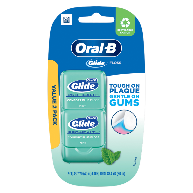 Glide Pro-Health Comfort Plus Dental Floss, Value 2 Pack (40m Each)