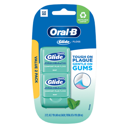 Glide Pro-Health Comfort Plus Dental Floss, Value 2 Pack (40m Each)