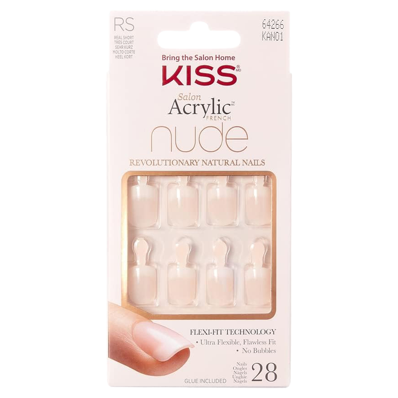 Kiss Salon Acrylic Nude French False Nails, Breathtaking, 28 ct