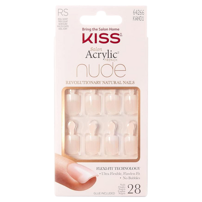 Kiss Salon Acrylic Nude French False Nails, Breathtaking, 28 ct