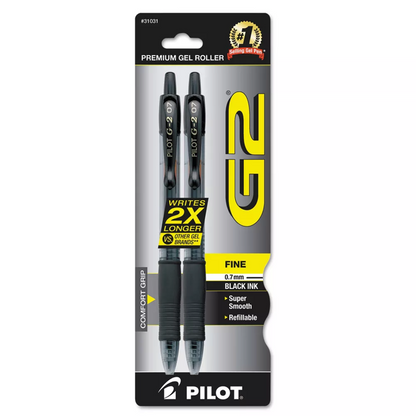 Pilot G2 Premium Gel Pen, Retractable, Fine 0.7 Mm, 2pk