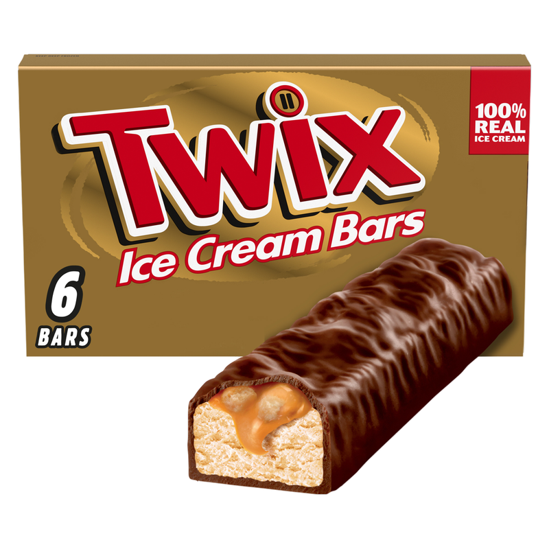 TWIX Caramel Vanilla Milk Chocolate Ice Cream Bars, 6 Pack, 1.93 Oz Bars