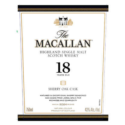 Macallan 18 Yr Sherry Oak 750ml (86 Proof)