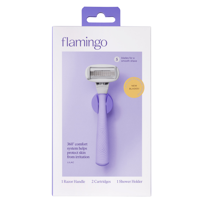 Flamingo Women's Lilac 5-Blade Razor with Replacement Blade Cartridge