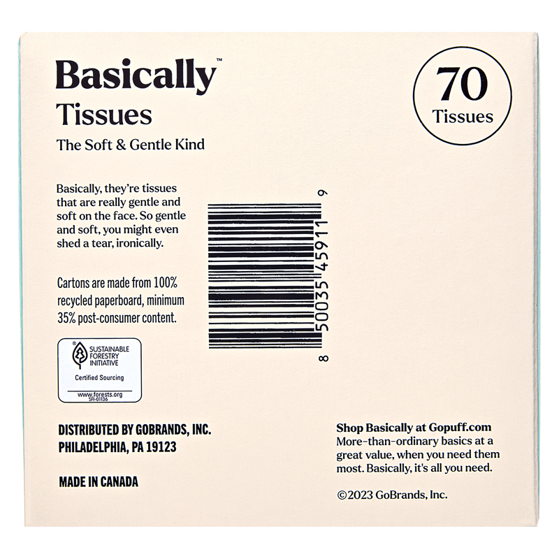 Basically 70ct Soft Facial Tissues
