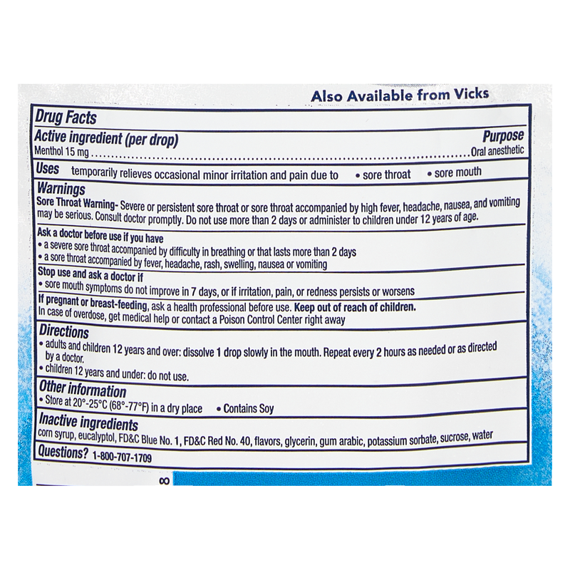 Vicks VapoCool Medicated Drops Cool Blue 20ct