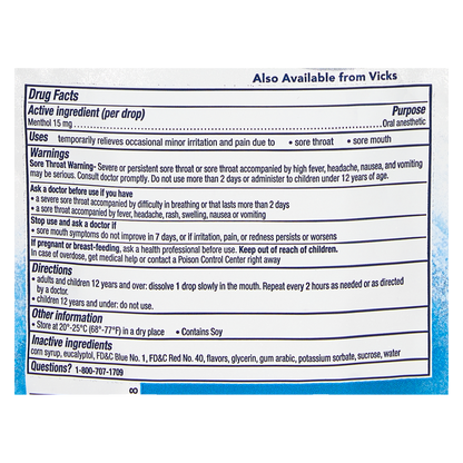 Vicks VapoCool Medicated Drops Cool Blue 20ct