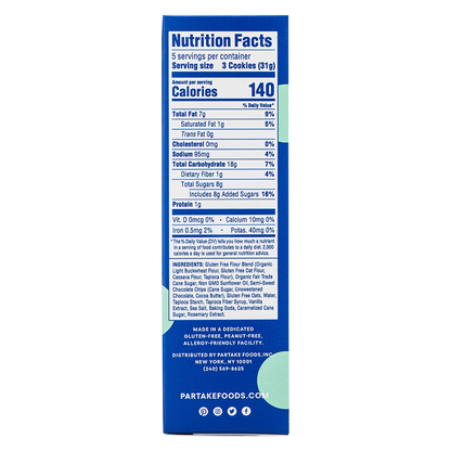 Partake Gluten Free Vegan Crunchy Chocolate Chip Cookies 5.5oz