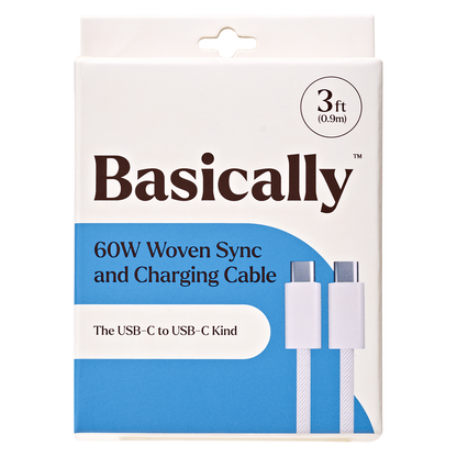 Basically 60W USB-C Woven Charge Cable (3ft)