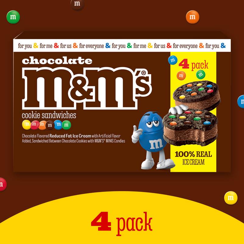 M&M'S Chocolate Ice Cream Cookie Sandwiches, 4 Pack – BevMo