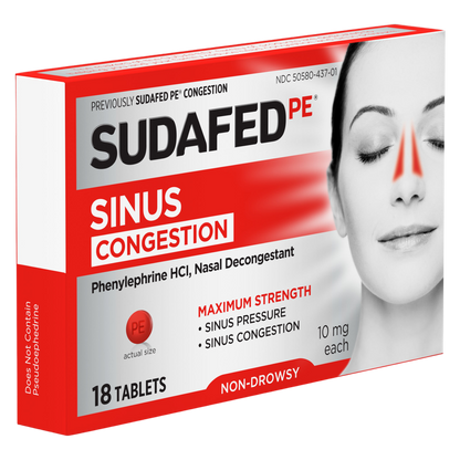 Sudafed PE Maximum Strength Sinus Pressure & Congestion Relief 18ct