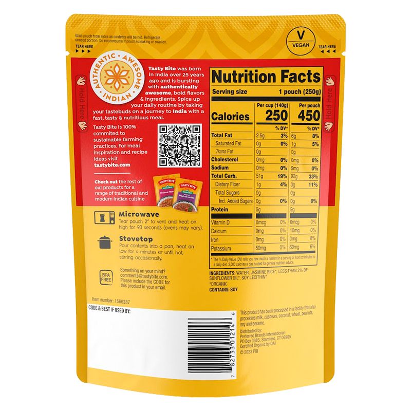 Tasty Bite Organic Jasmine Rice 8.8oz