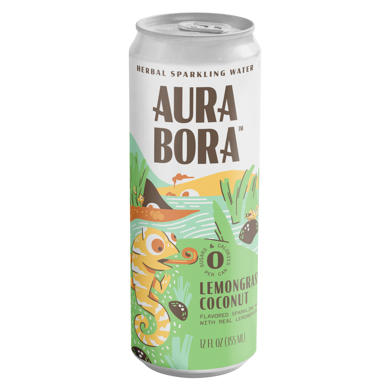 Aura Bora Lemongrass Coconut Herbal Sparkling Water 12oz Can