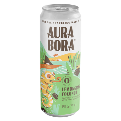 Aura Bora Lemongrass Coconut Herbal Sparkling Water 12oz Can