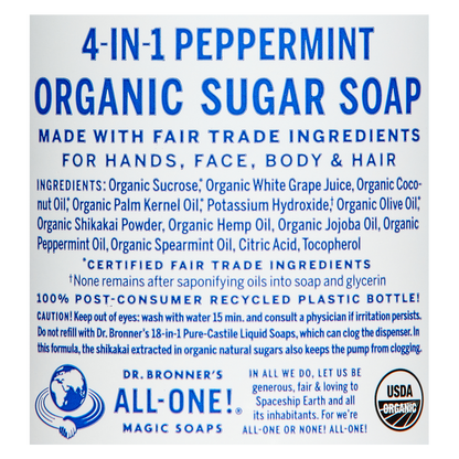 Dr. Bronner's Organic Sugar Soap Peppermint 12oz