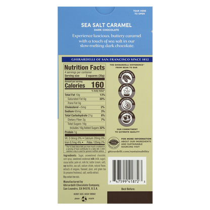 Ghirardelli Dark Chocolate Sea Salt Caramel Squares Bar 4.8oz