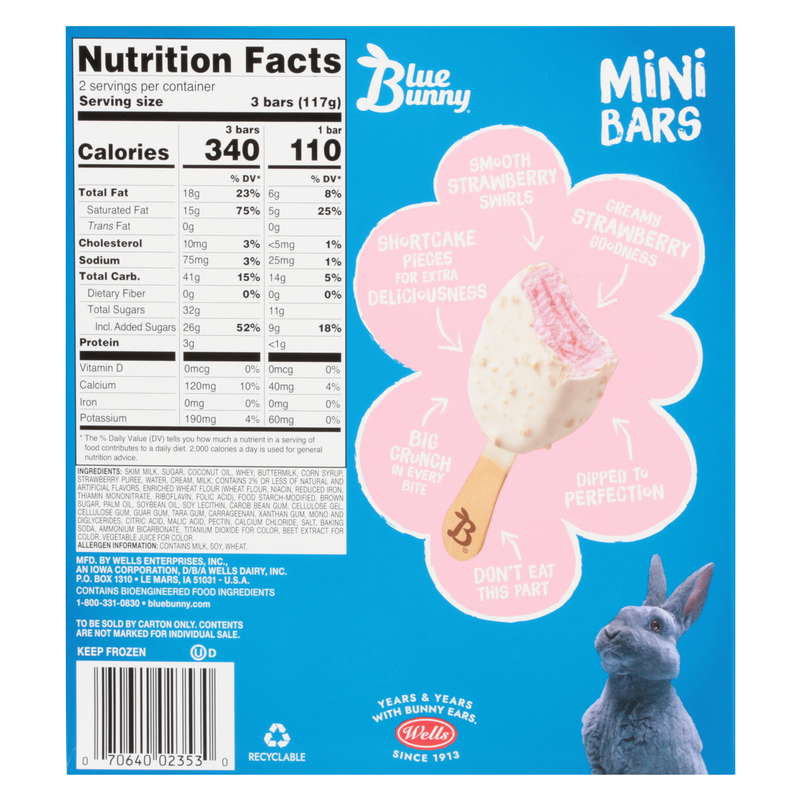Blue Bunny Strawberry Shortcake Mini Bars 6ct