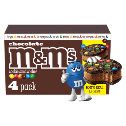 M&M'S Chocolate Ice Cream Cookie Sandwiches, 4 Pack – BevMo