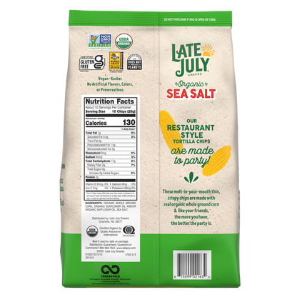 Late July Sea Salt Thin and Crispy Organic Tortilla Chips 10.1oz