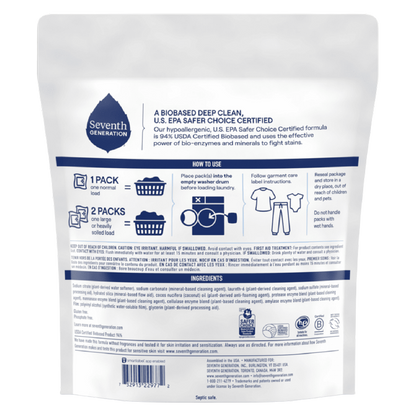 Seventh Generation Free & Clear Laundry Detergent Packs 45ct