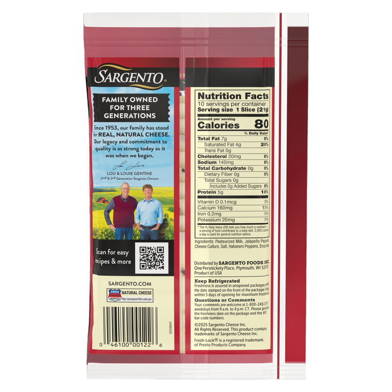 Sargento Natural Pepper Jack Sliced Cheese - 7.5oz/10 slices