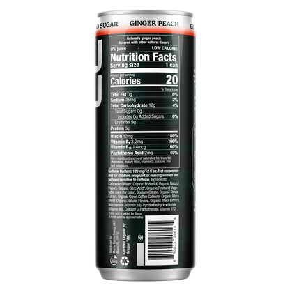 Machu Picchu Ginger Peach Energy Drink Zero Sugar 12oz Can