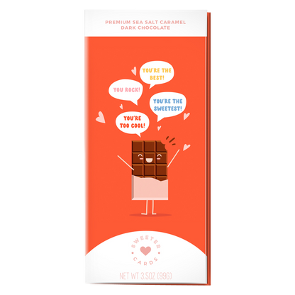Sweeter Cards Complimentary Messages Sea Salt Caramel Dark Chocolate Bar 3.5oz