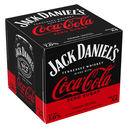 Jack Daniel's & Coke Zero 4pk 355ml Can 7% ABV – BevMo! Washington