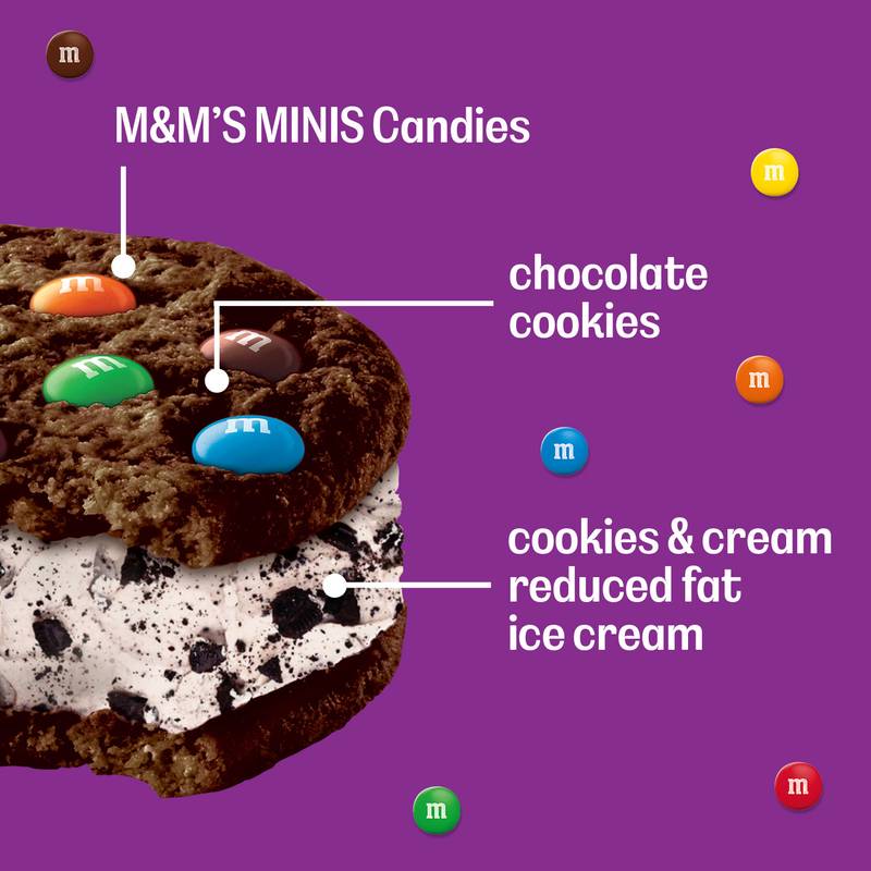 M&M'S Cookies and Cream Ice Cream Cookie Sandwiches, 4 Pack