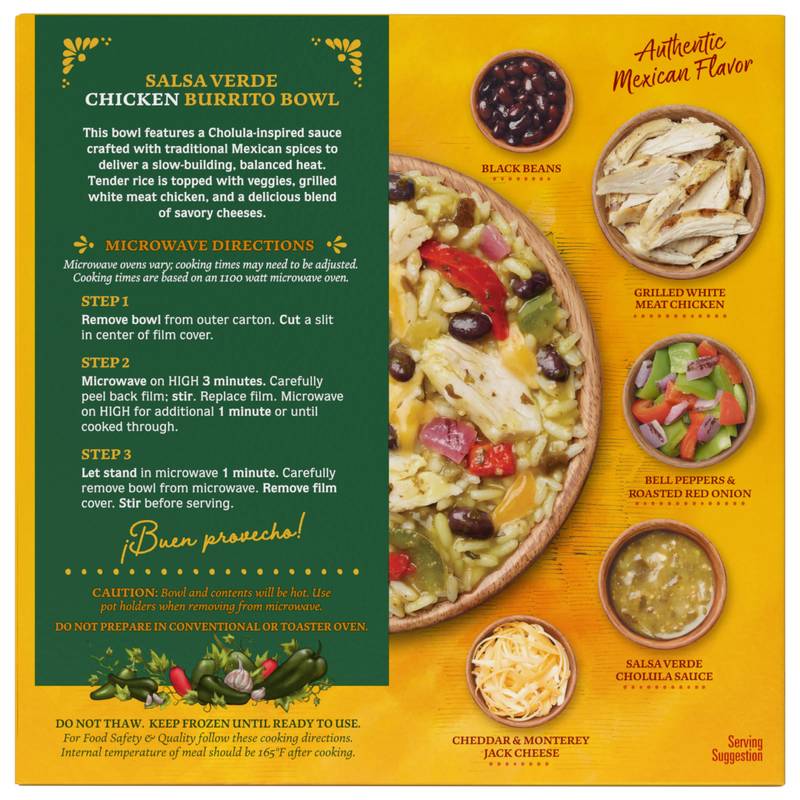 Cholula Frozen Chicken Salsa Verde Bowl, 9oz