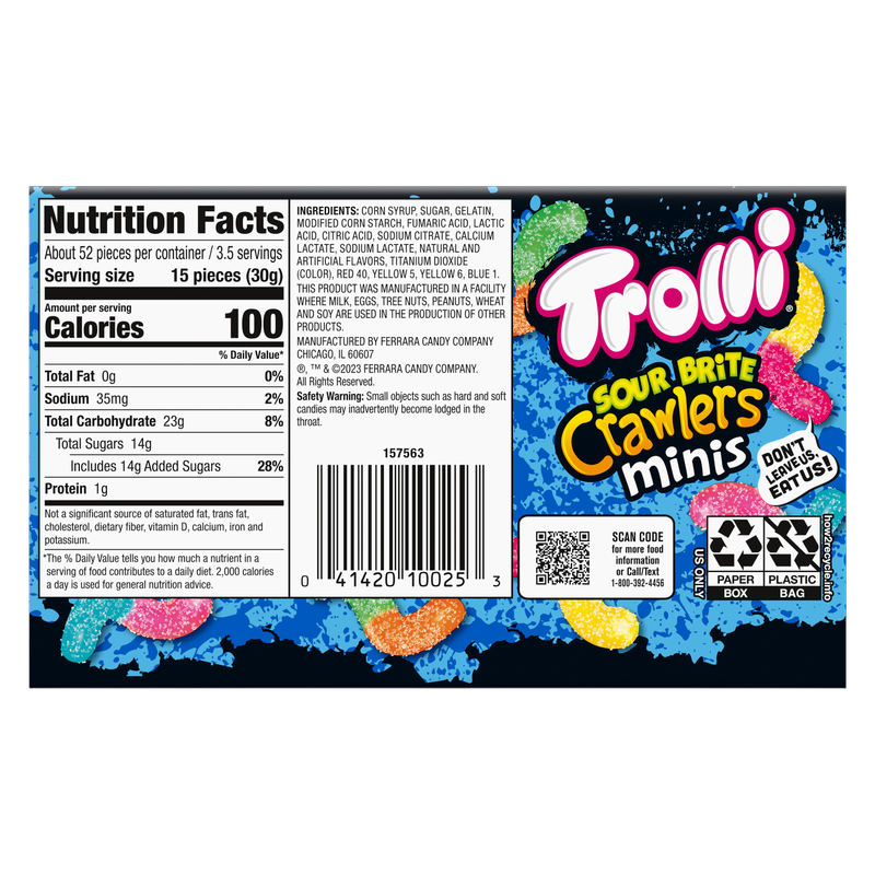 Trolli Mini Sour Brite Crawlers Theater Box, 3.5oz
