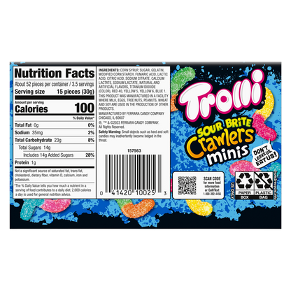 Trolli Mini Sour Brite Crawlers Theater Box, 3.5oz