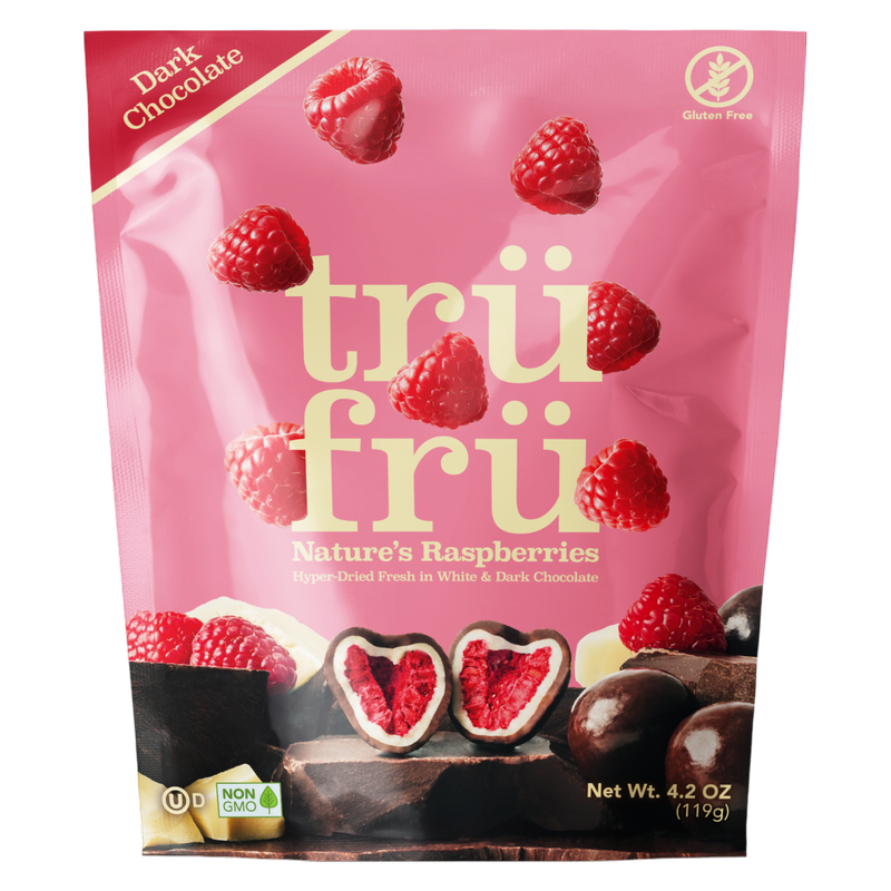 Tru Fru Raspberries Hyper-Dried Fresh in White & Dark Chocolate, 4.2oz