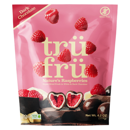 Tru Fru Raspberries Hyper-Dried Fresh in White & Dark Chocolate, 4.2oz