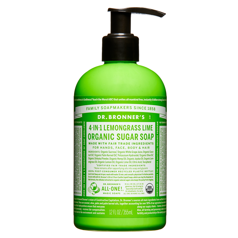 Dr. Bronner's Organic Sugar Soap Lemongrass Lime 12oz