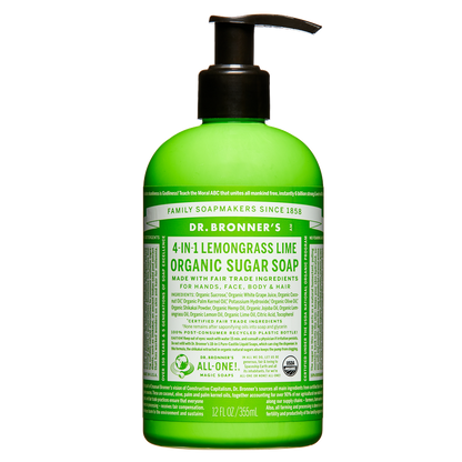 Dr. Bronner's Organic Sugar Soap Lemongrass Lime 12oz