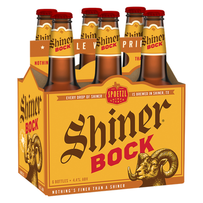 Shiner Bock Beer, Shiner Craft Beer, 6 Pack, 12 fl oz Bottles, 4.4% ABV, 141 Calories, 12.4g Carbs