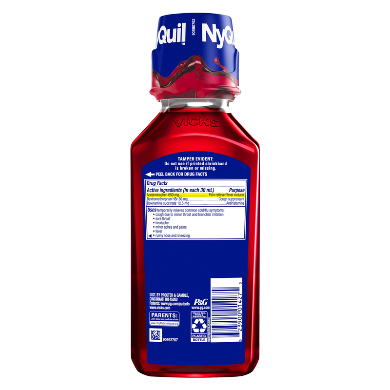 Vicks NyQuil Cold & Flu Nighttime Relief Cherry Liquid 12oz