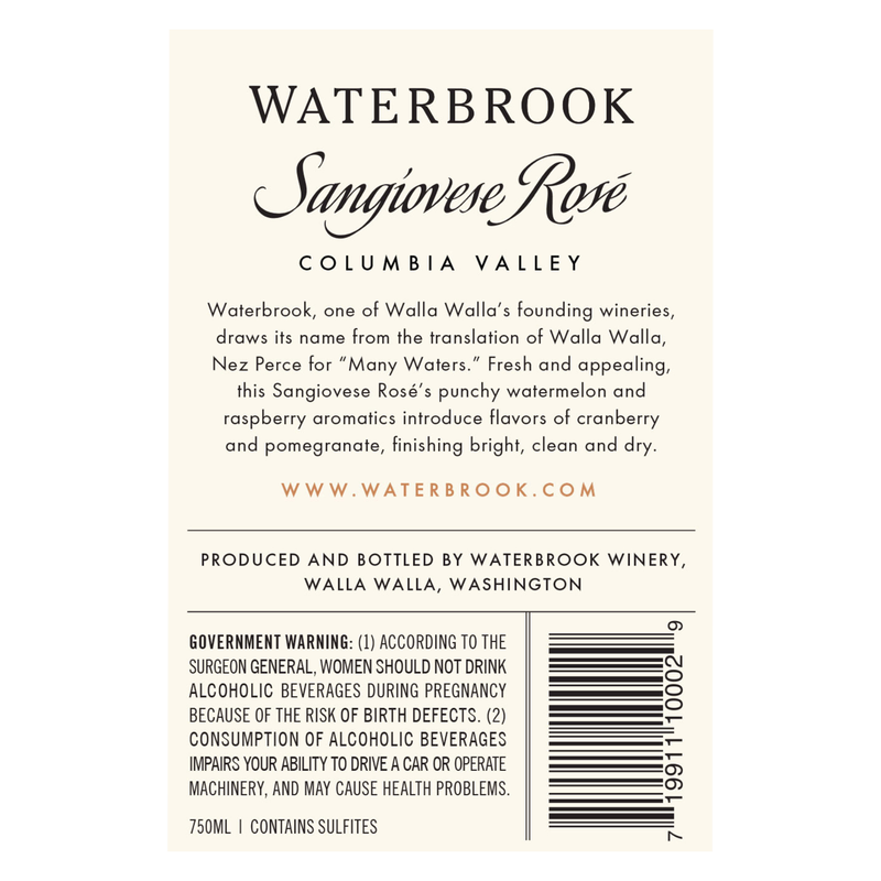 Waterbrook Rose Sangiovese 750ml